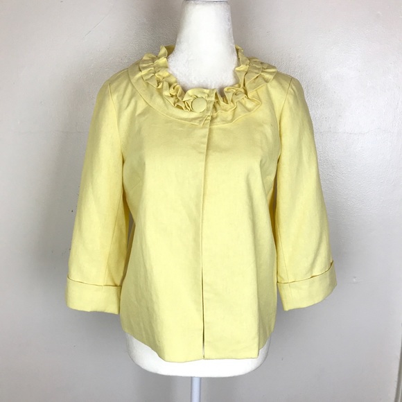 Vintage Trenz Yellow Button Ruffle Mad Men Jacket - Picture 6 of 8